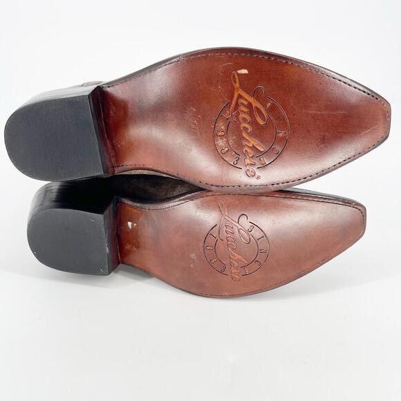 NWOB Lucchese Gray Brown Ornate Studded Snip Toe Western Cowgirl Boot size 6.5 - Picture 10 of 12